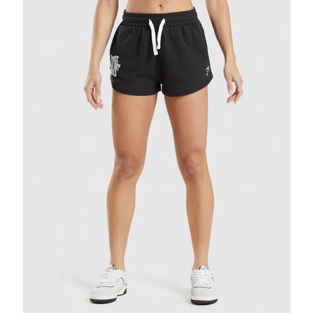 gymshark leg day short regular fit pull on cotton gym post leg day feels black S